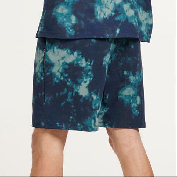 FLX Tie Dye Knit Leisure Shorts Navy Aqua Small - Picture 4 of 12